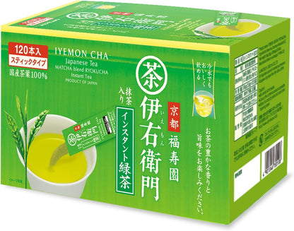 Iyemon Cha Japanese Tea Matcha Blend Ryokucha Instant Green Tea Sticks 120P - NihonMura