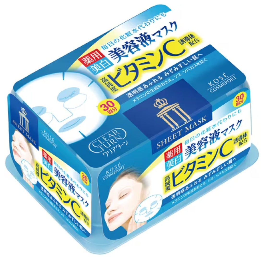 Kose Clear Turn Essence Face Mask White - 30 masks - NihonMura