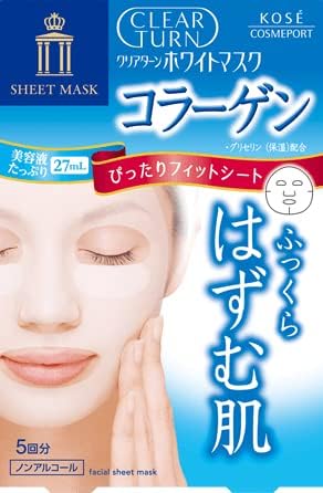 Kose Clear Turn White Face Mask 5pcs - Collagen - NihonMura