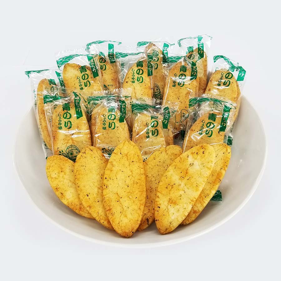 Kuriyama Rice Crackers Bakauke, Laver(Aonori) Soy Sauce 18pcs x 12 bags - NihonMura