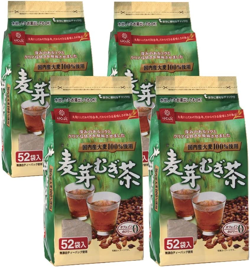 Malt Barley Tea 8g x 52 Teabags x 4 Packs by Hakubaku - NihonMura