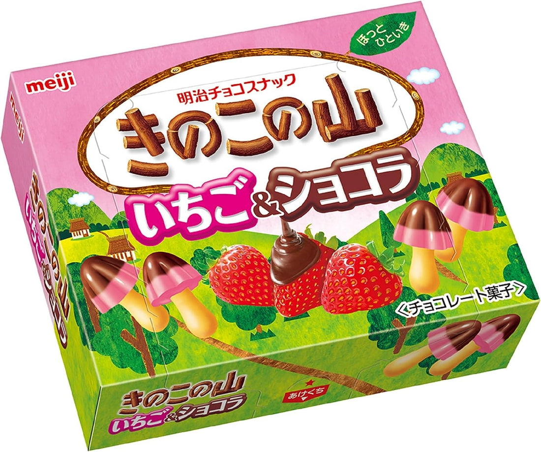 Meiji Kinoko no Yama Strawberry and chocolate flavor 64g × 10 pieces - NihonMura