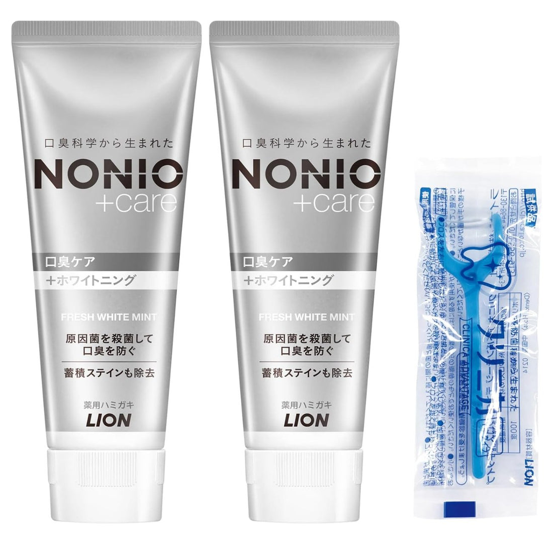 NONIO Plus Whitening [Quasi-drug] Toothpaste (Contains high concentration fluorine 1450ppm) Set Mint 130g x 2 pieces + Y-shaped floss - NihonMura