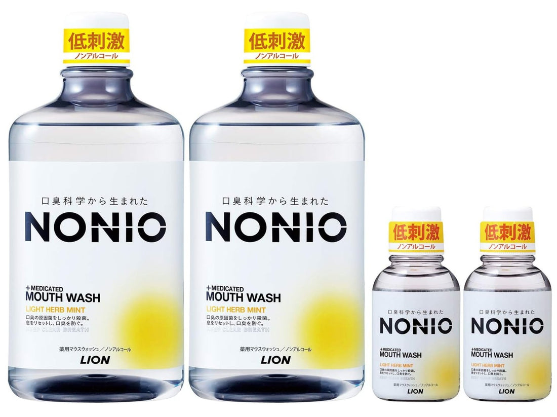 NONIO [Quasi-drug] Mouthwash Light Herbal Mint (Non-alcoholic type) Mouthwash Sterilizes bad breath-causing bacteria 1,000ml x 2 pieces + Mini rinse 80ml x 2 - NihonMura