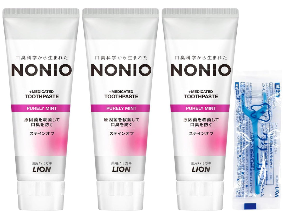 NONIO [Quasi-drug] Toothpaste Purely Mint Toothpaste Fluorine 130g x 3 pieces + floss included - NihonMura