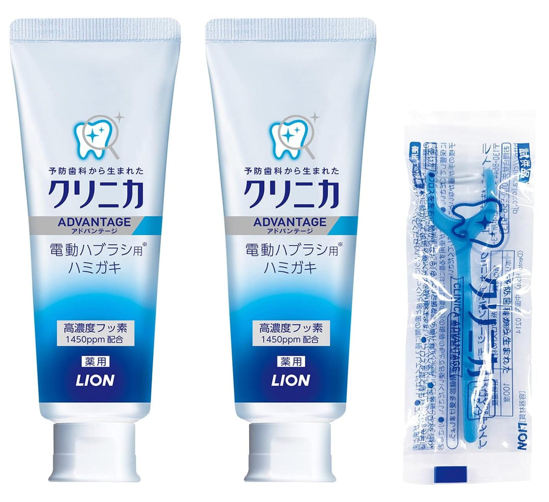 [Quasi-drug] CLINICA ADVANTAGE Gel Toothpaste for Electric Toothbrush Set of 2 + Floss - NihonMura