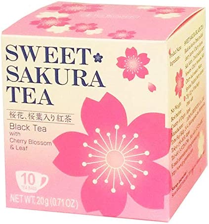 Sweet Sakura Tea Black Tea with Cherry Blossom &amp; Leaf Tea Bags 2g x 10P x 4 Boxes - NihonMura